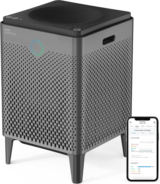 Air Purifier for Large Room Whole Home up to 3,120Ft², HEPA Filter for Smoke, Allergies, Pet Dander, Odor, App-Enabled, AQI, Smart Mode, Timer, 5Yr Warranty, Airmega 400S Graphite
